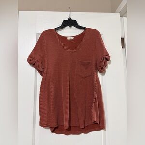 Women's Rust V-Neck Top